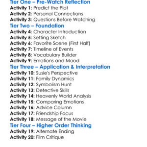 The Lovely Bones 2009 Worksheet Activity Booklet