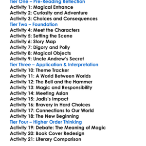 The Magicians Nephew Cs Lewis Worksheet Activity Booklet