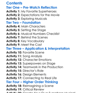 The Making Of A Superhero Musical 2015 Worksheet Activity Booklet