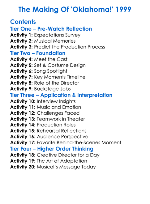 The Making Of Oklahoma 1999 Worksheet Activity Booklet