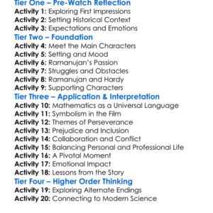 The Man Who Knew Infinity Worksheet Activity Booklet