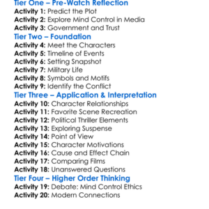 The Manchurian Candidate 2004 Worksheet Activity Booklet