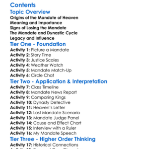 The Mandate Of Heaven In Ancient China Worksheet Activity Booklet