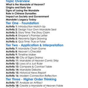 The Mandate Of Heaven In China Worksheet Activity Booklet