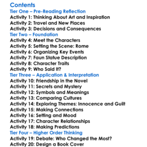 The Marble Faun Nathaniel Hawthorne Worksheet Activity Booklet