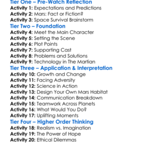 The Martian 2015 Worksheet Activity Booklet