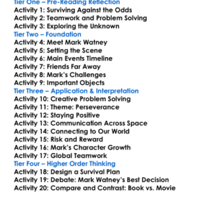 The Martian Andy Weir Worksheet Activity Booklet