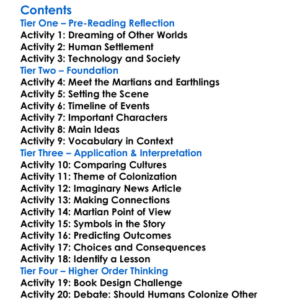 The Martian Chronicles Ray Bradbury Worksheet Activity Booklet