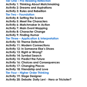 The Matchmaker Thornton Wilder Worksheet Activity Booklet