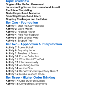 The Me Too Movement Worksheet Activity Booklet