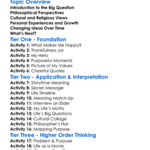 The Meaning Of Life Worksheet Activity Booklet