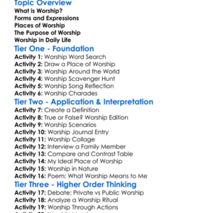 The Meaning Of Worship Worksheet Activity Booklet