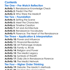 The Medici Godfathers Of The Renaissance 2004 Worksheet Activity Booklet