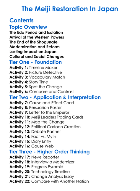 The Meiji Restoration In Japan Worksheet Activity Booklet