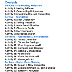 The Melancholy Death Of Oyster Boy  Other Stories Tim Burton Worksheet Activity Booklet