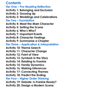 The Member Of The Wedding Carson Mccullers Worksheet Activity Booklet