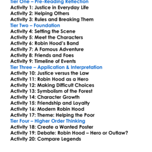 The Merry Adventures Of Robin Hood Worksheet Activity Booklet