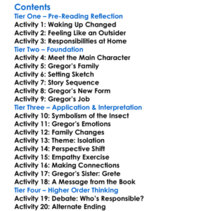 The Metamorphosis Graphic Novel Franz Kafka Worksheet Activity Booklet