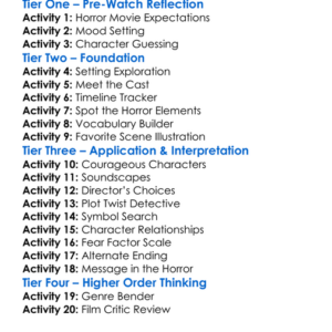The Midnight Horror Show 2014 Worksheet Activity Booklet