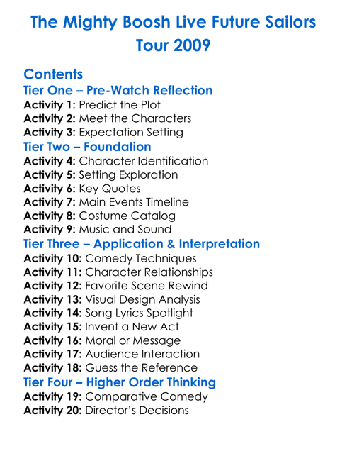 The Mighty Boosh Live Future Sailors Tour 2009 Worksheet Activity Booklet