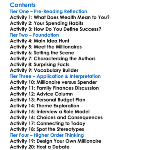 The Millionaire Next Door Thomas J Stanley  William D Danko Worksheet Activity Booklet