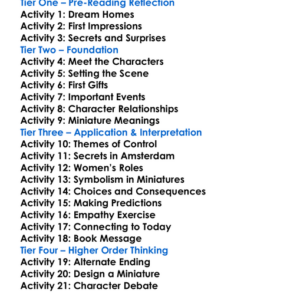 The Miniaturist Jessie Burton Worksheet Activity Booklet