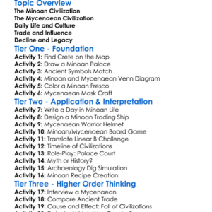The Minoans And Mycenaeans Worksheet Activity Booklet