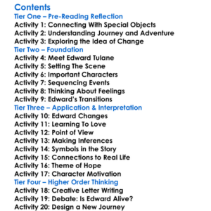 The Miraculous Journey Of Edward Tulane Kate Dicamillo Worksheet Activity Booklet