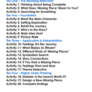 The Missing Piece Shel Silverstein Worksheet Activity Booklet