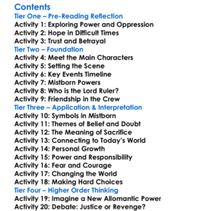 The Mistborn Trilogy Brandon Sanderson Worksheet Activity Booklet