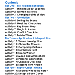 The Mists Of Avalon Marion Zimmer Bradley Worksheet Activity Booklet