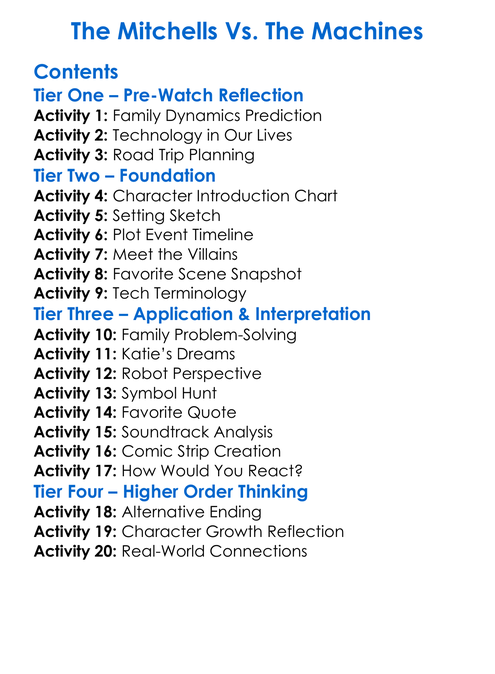 The Mitchells Vs The Machines Worksheet Activity Booklet