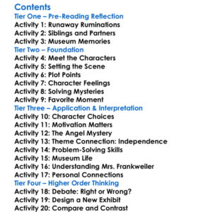 The Mixed-Up Files Of Mrs Basil E Frankweiler El Konigsburg Worksheet Activity Booklet