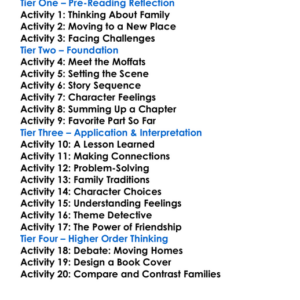 The Moffats Eleanor Estes Worksheet Activity Booklet