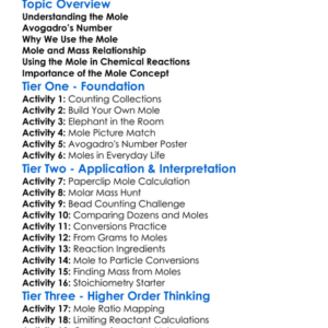 The Mole And Avogadros Number Worksheet Activity Booklet