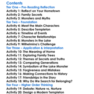 The Monsters Of Templeton Lauren Groff Worksheet Activity Booklet