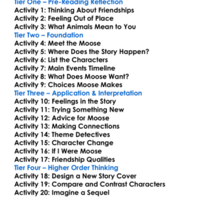 The Moose Mary Chalmers Worksheet Activity Booklet