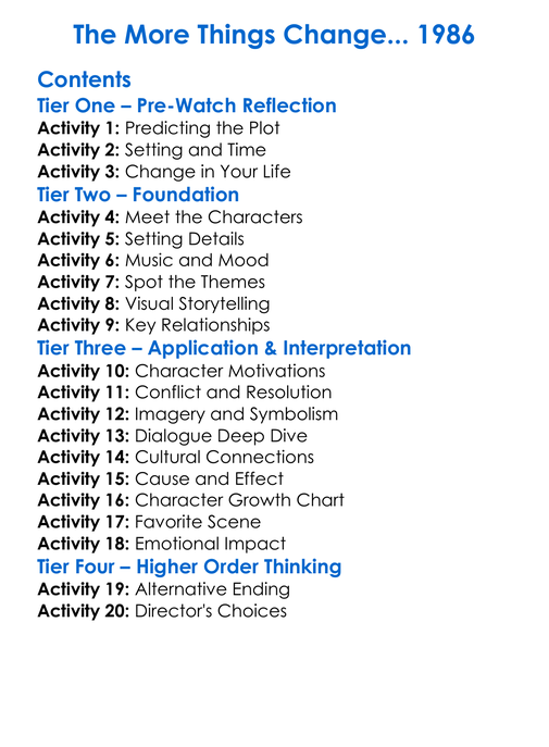 The More Things Change 1986 Worksheet Activity Booklet