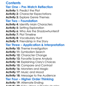 The Mortal Instruments City Of Bones 2013 Worksheet Activity Booklet