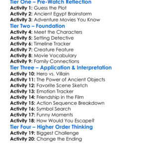 The Mummy Returns 2001 Worksheet Activity Booklet