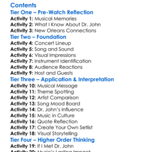 The Musical Mojo Of Dr John Celebrating Mac  His Music 2016 Worksheet Activity Booklet