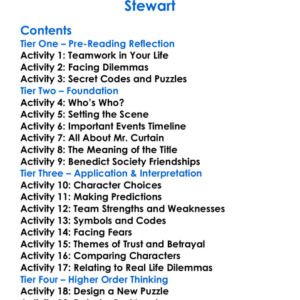 The Mysterious Benedict Society And The Prisoners Dilemma Trenton Lee Stewart Worksheet Activity Booklet