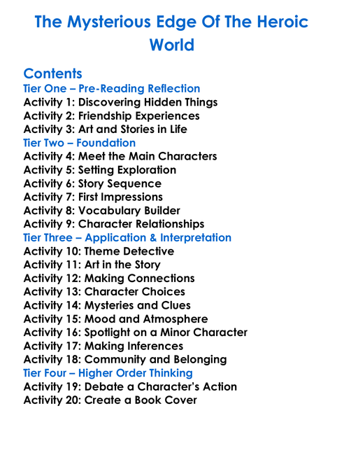 The Mysterious Edge Of The Heroic World Worksheet Activity Booklet