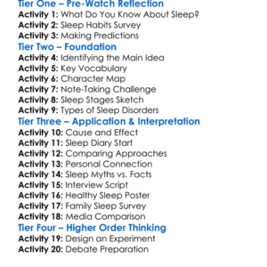 The Mystery Of Sleep 2010 Worksheet Activity Booklet