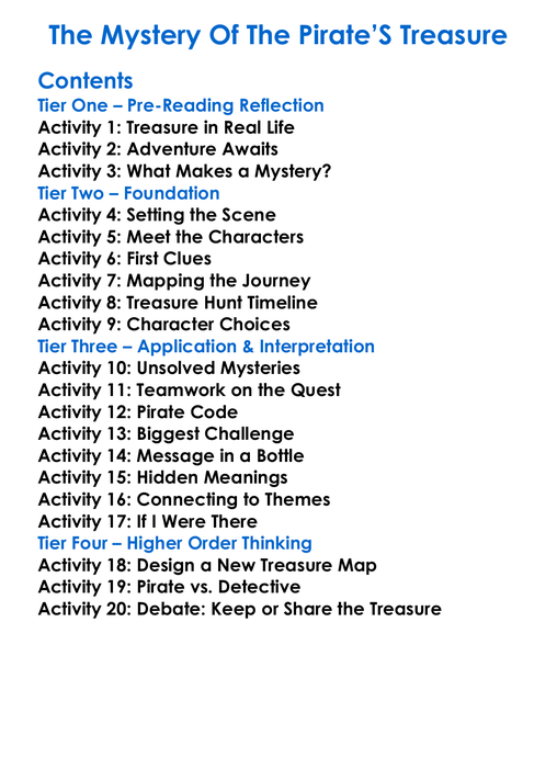 The Mystery Of The Pirates Treasure Worksheet Activity Booklet