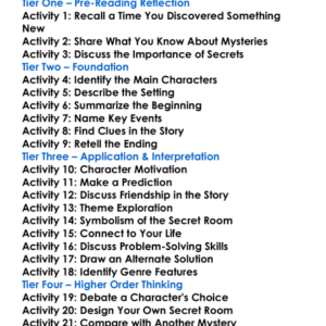 The Mystery Of The Secret Room Worksheet Activity Booklet