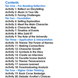 The Name Of The Wind Patrick Rothfuss Worksheet Activity Booklet