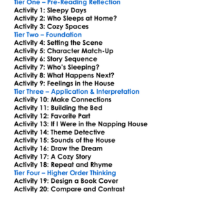 The Napping House Audrey Wood Worksheet Activity Booklet