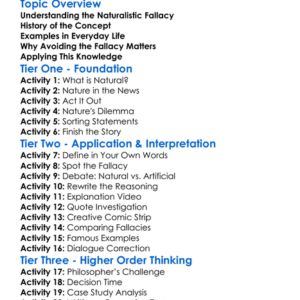 The Naturalistic Fallacy Worksheet Activity Booklet