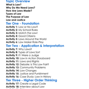 The Nature And Purpose Of Law Worksheet Activity Booklet